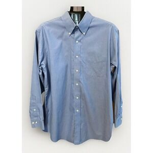 Brooks Brothers 346 Blue Dress Shirt Mens 16.5 4/5 Reg Fit Button Long Slee Work